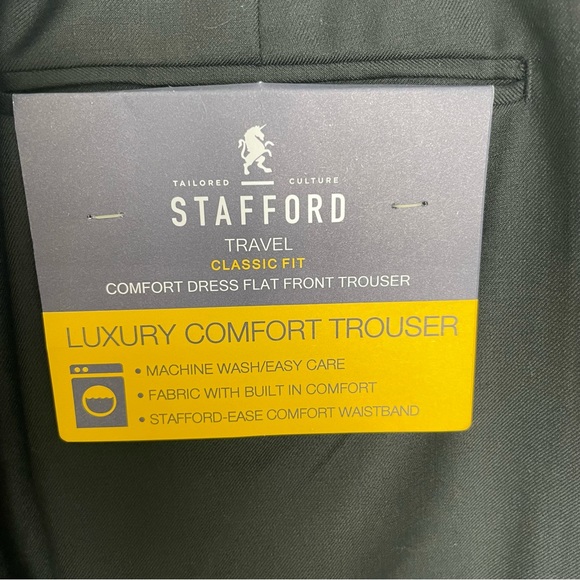 Stafford Black Travel Classic Fit Year Round Flat Front Wool Blend Pants… - Picture 6 of 7
